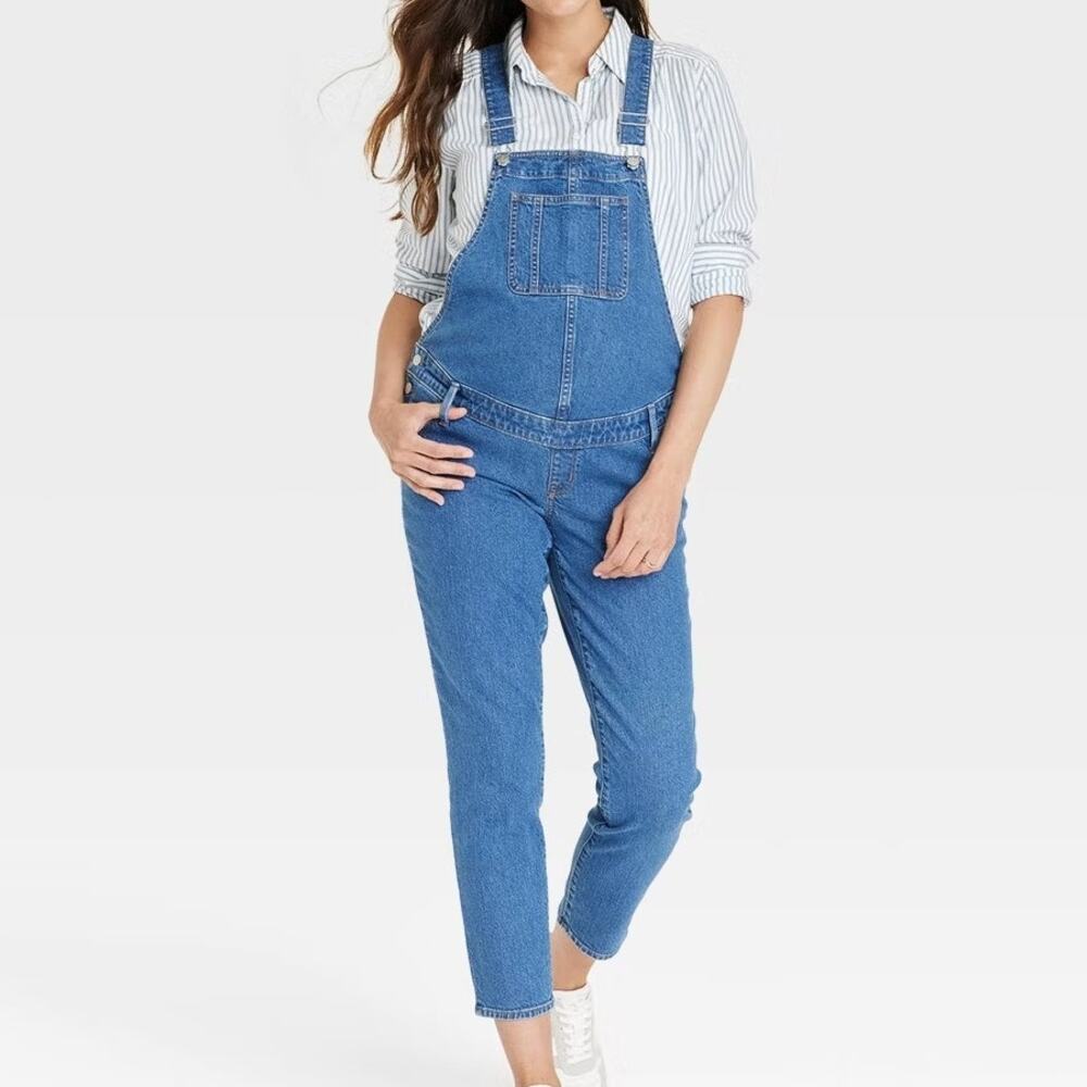 Isabel Maternity by Ingrid & Isabel Denim Overalls Medium Wash 6 NWOT